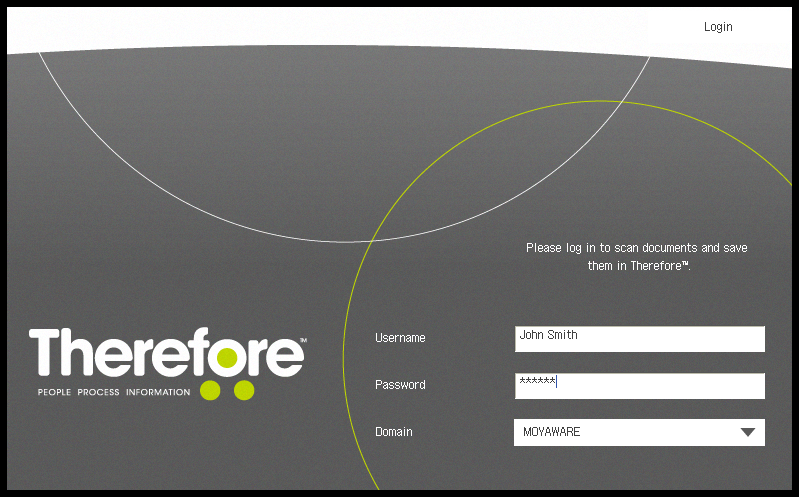 MFP panel login screen