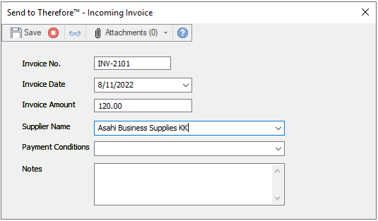 Bild des Benutzererlebnisses bei der Eingabe eines Lieferanten