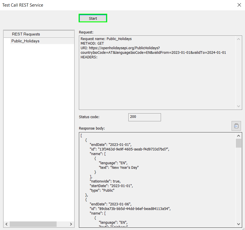 Bild mit einem Testanruf