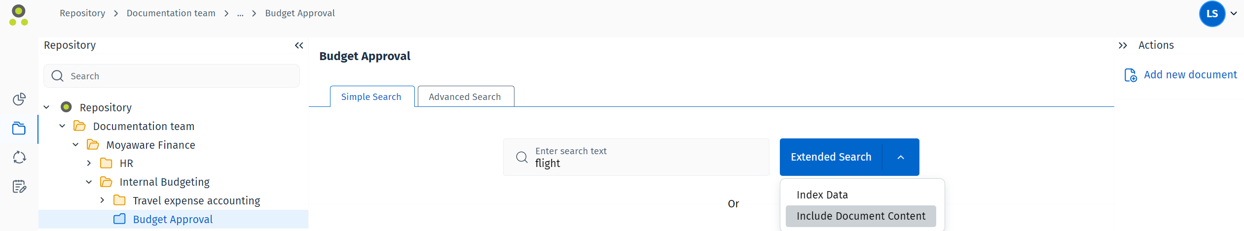 Bild der Option "Erweiterte Suche"