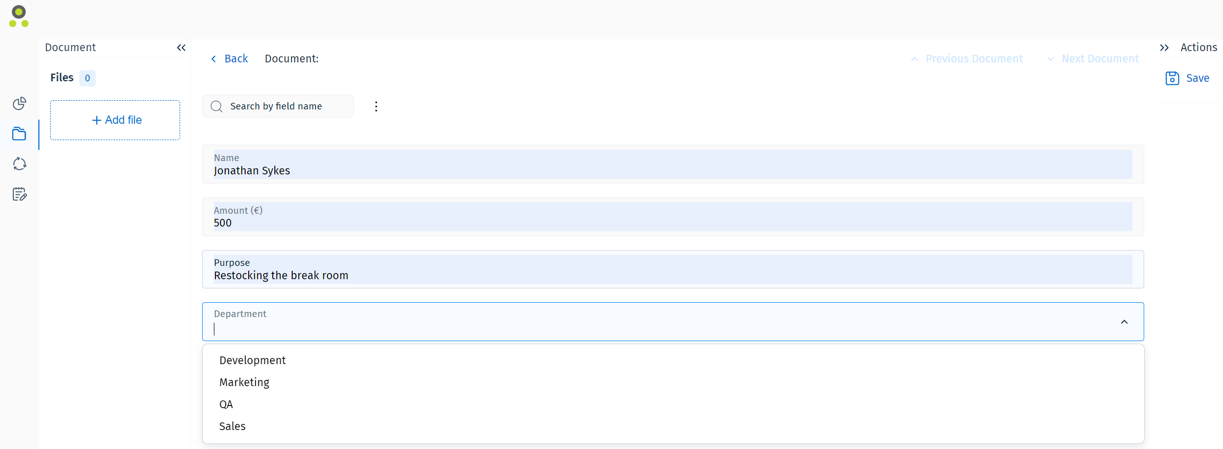 Bild des hinzugefügten Schlüsselworts in der Dropdownliste