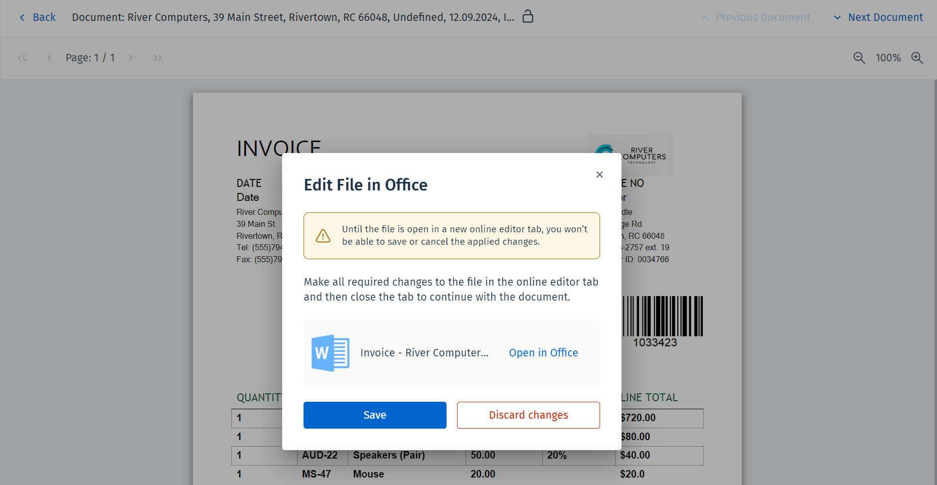 Bild des Dialogfelds "Datei in Office bearbeiten"