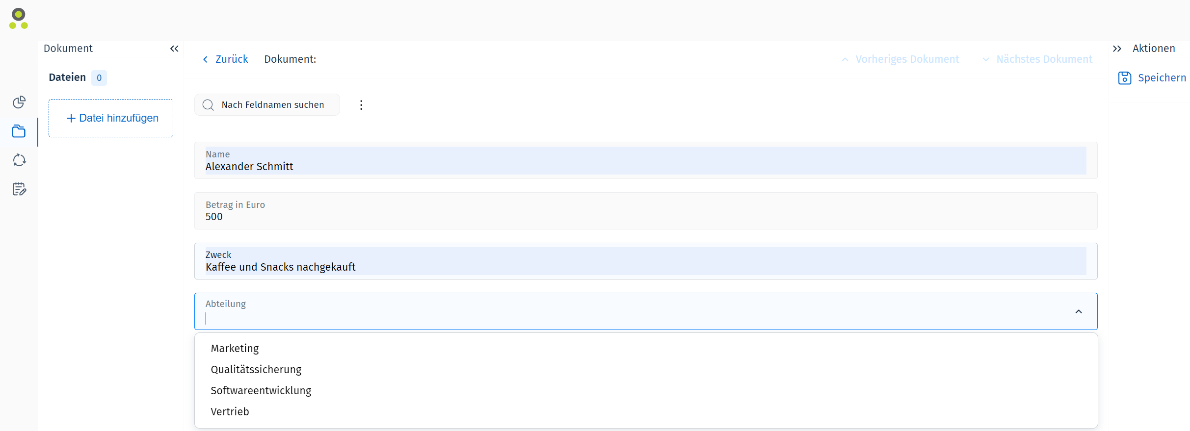 Bild des hinzugefügten Schlüsselworts in der Dropdownliste
