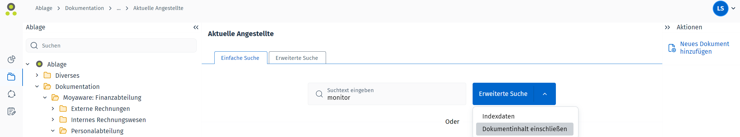 Bild der Option "Erweiterte Suche"