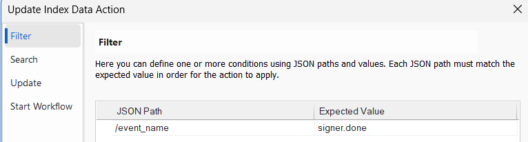 Image showing an example of a filter condition