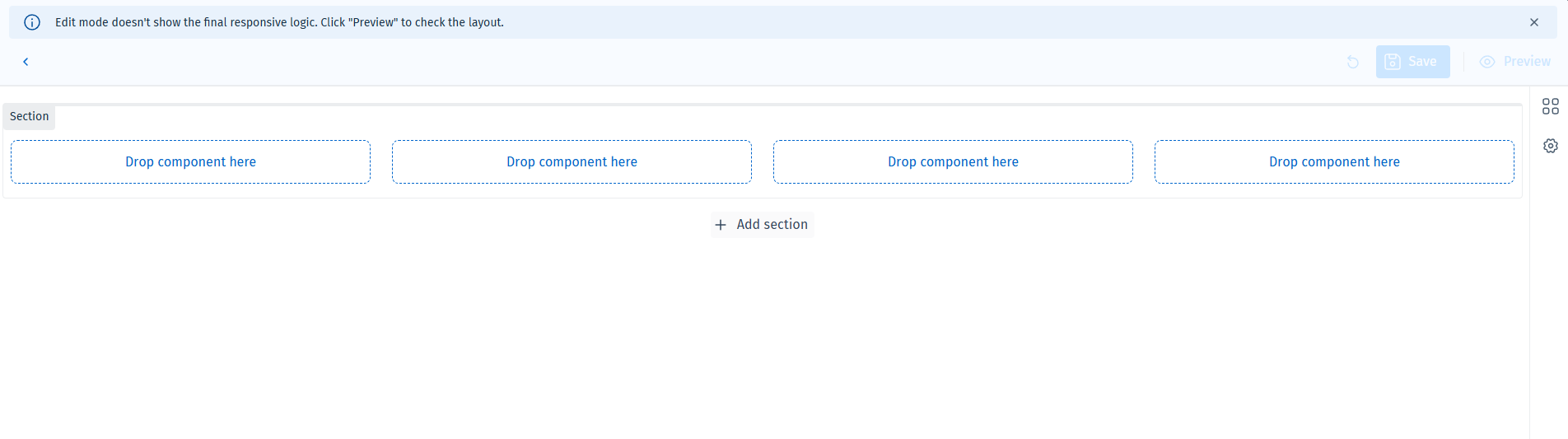 Landing page of the index data layout editor
