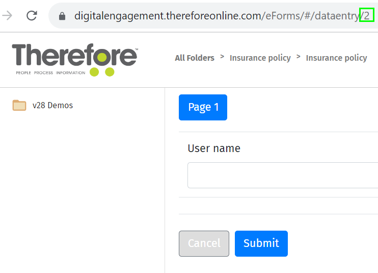 Image showing the form number at the end of the URL