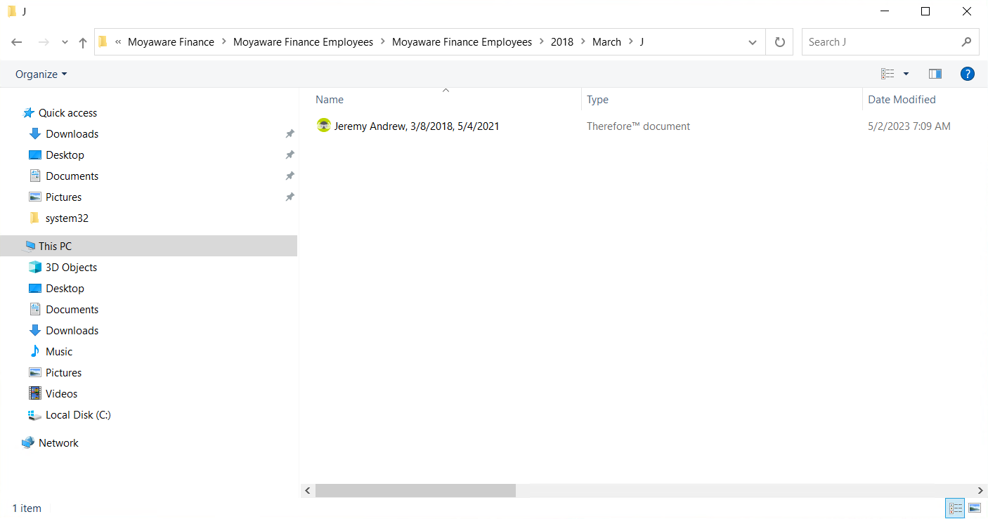 Image showing the tree view in Windows explorer