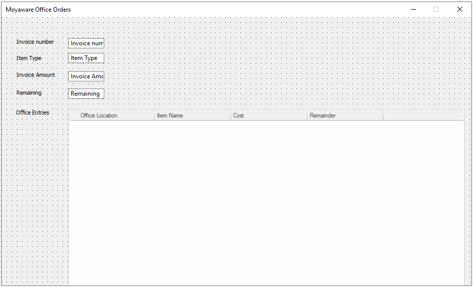 Image showing a table field