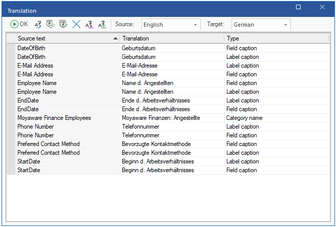 Image showing the Translation dialog