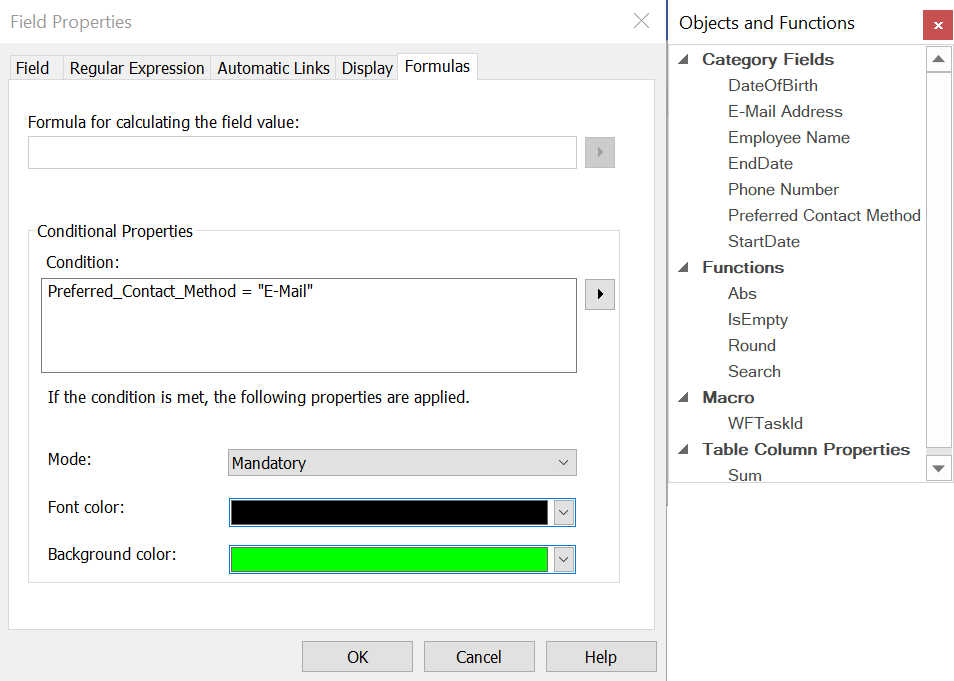 Image illustrant la configuration des champs