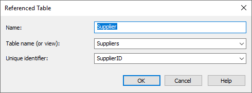 Image illustrant la configuration de la table référencée