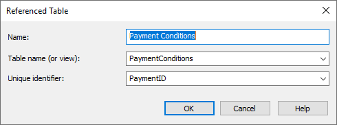 Image illustrant la configuration de la seconde table référencée