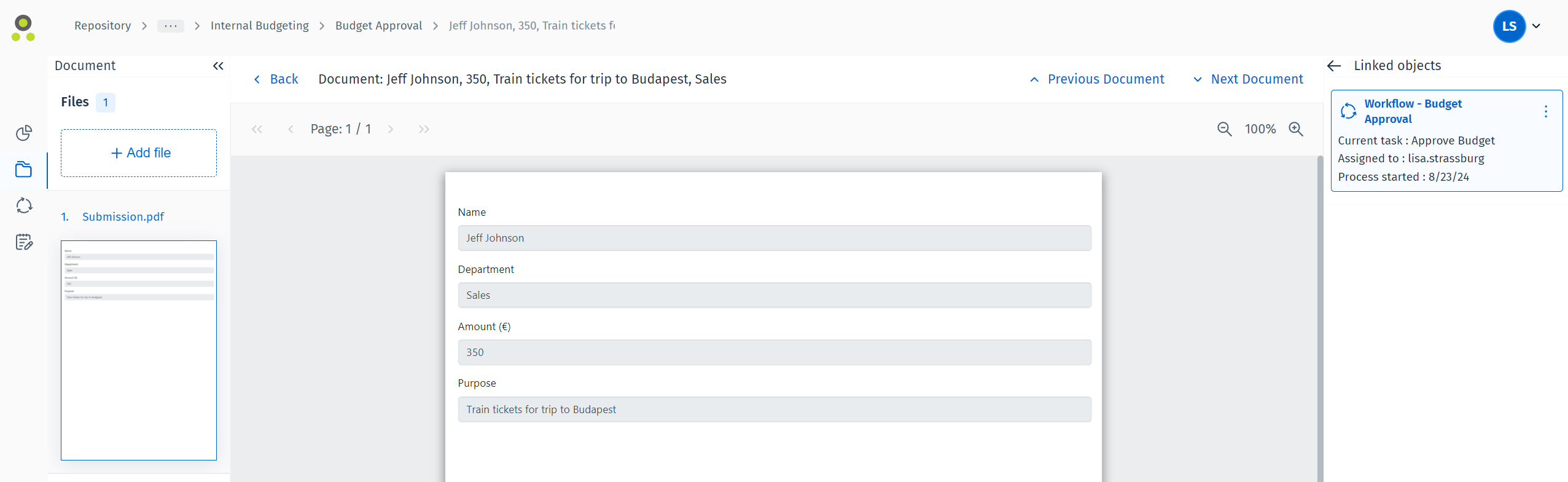 Image illustrant les objets liés sur la droite de l'écran.