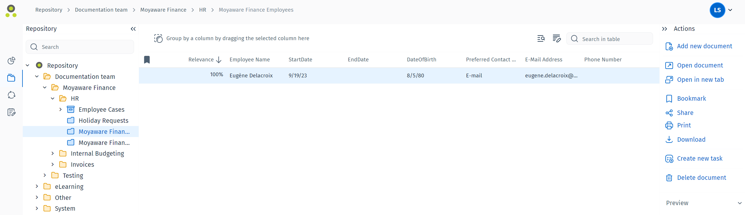 Image illustrant un document dans une liste de résultats